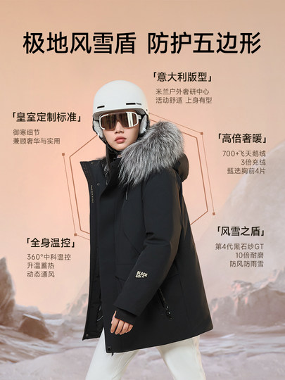 【高梵黑金鹅绒服】雪壳4.0五分户外羽绒服女男同款冬季毛领短款