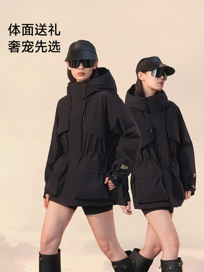 【田栩宁同款】高梵黑金鹅绒服风衣壳5.0男2025冬季新款羽绒外套