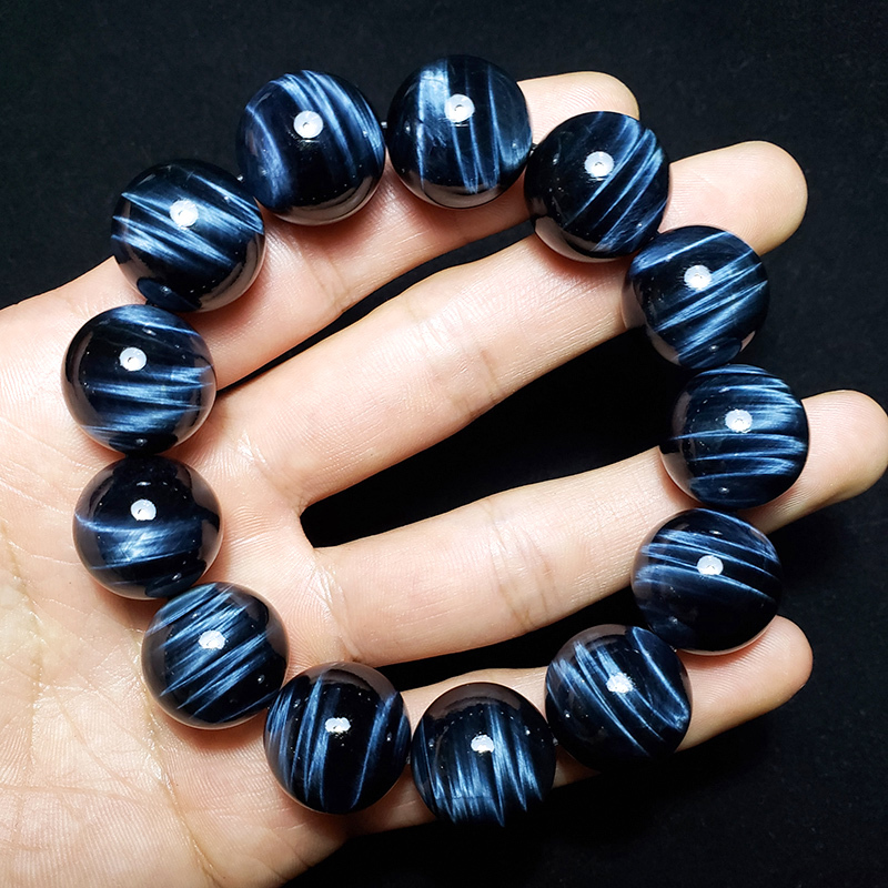 7A Collector-Grade Natural Blue Tiger Eye Stone Bracelet for Men and Women, South African Eagle Eye Stone, Tiger Eye Stone Couple Bracelet for Attracting Wealth and Good Luck