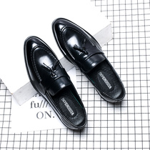 Inner high small leather shoes men Korean trend British black all-match business dress trend casual mens pedal