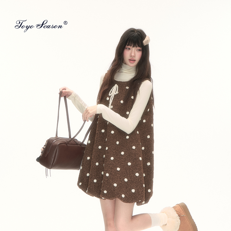 Tokyo Seasonal Diary Jk Coffee-Colored Sleeveless Pullover Polka Dot Dress Thickened Autumn Dress Berkeley Kochi Dress Tokyo Seasonal Diary Jk Coffee-Colored Sleeveless Pullover Polka Dot Dress Thickened Autumn Dress Berkeley Kochi Dress