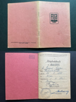 Old paper products Cold War materials East German Workers Federation manual of 1945 special stamps attached