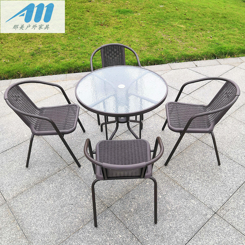 Outdoor tables and chairs with umbrella leisure rattan chair balcony chairs courtyard outdoor garden open-air wrought iron swing table and chair combination