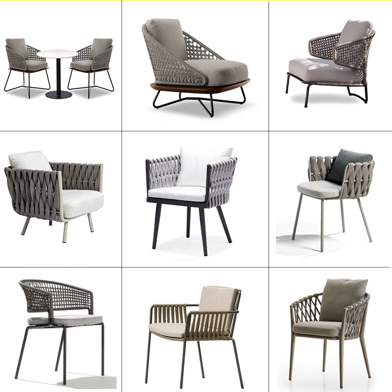 Nordic Outdoor Rattan Chair Three Sets Balcony Table And Chairs Casual soft-fit decent board Rope Woven With Hotel Furniture Combination