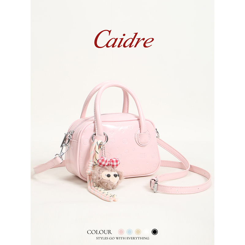 Caidre Girl's Cute Bowling Handbag Boston Bag Women's 2026 New Single Shoulder Crossbody Small Bag