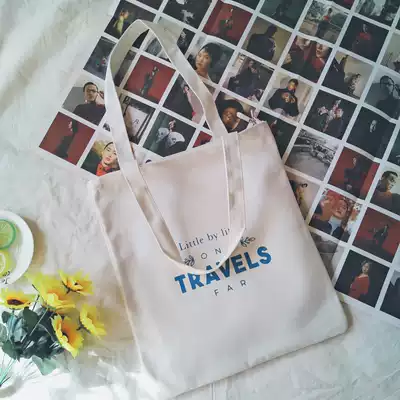 2021 spring new thick canvas bag female casual versatile shoulder bag literary letter Academy style hand bag