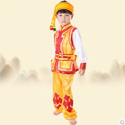 Đặc biệt cung cấp cho trẻ em trang phục lụa cucurbit Trang phục biểu diễn vũ điệu của con trai Trang phục dành cho người lớn Miao trang phục biểu diễn cho bé