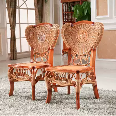 Indonesia imported rattan chair Single rattan dining chair Dining table chair Rattan art dining chair Solid wood rattan chair Elephant ear rattan chair Office chair