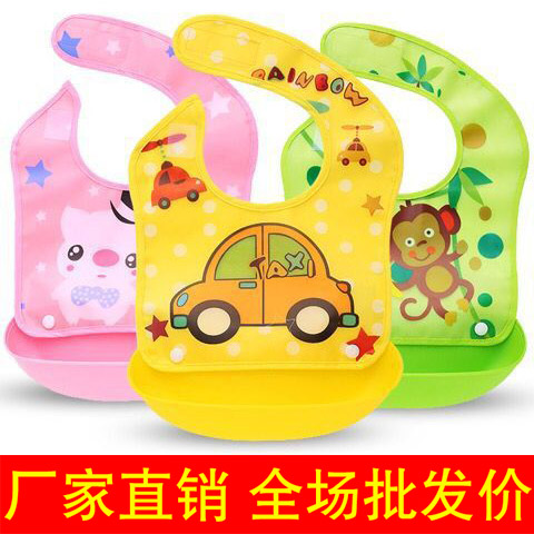 Baby Dinner Bib Pocket Waterproof Baby Bib Feeding a Saliva Towel Large imitation silicone Child Cubic eating Eating Around Pocket