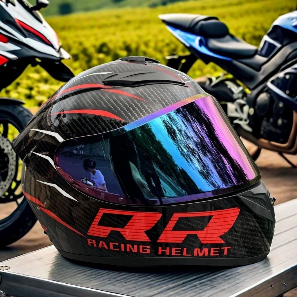 Qike111 Full-Face Helmet Special Motorcycle Transparent Black Color High-Definition Lens Does Not Include Helmet