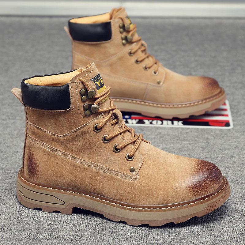 Martin Boots Men's Autumn Winter New Retro Genuine Leather Casual Midcylinder Tooling Boots Subtidal High Cylinder Outdoor Climbing Shoes