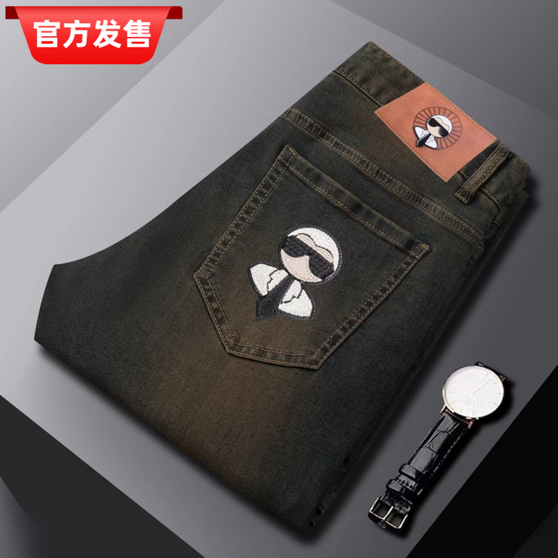 New Luxury Embroidered Jeans for Men, Heavy-Duty Long Pants, European Style, Stylish Trendy Brand Fashion Pants for Men