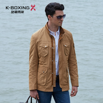 劲霸男装夹克外套 秋冬季中长版茄克防风休闲上衣|FKZY3177