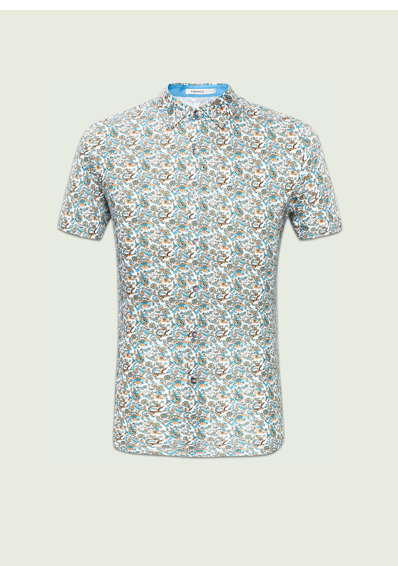 Jinba ngắn tay mercerized bông áo sơ mi nam cotton in áo sơ mi giản dị nam mùa hè áo sơ mi mới FDBL2398 sơ mi công sở nam