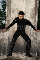 Catfish latex coat latex corset top zipper jumpsuit