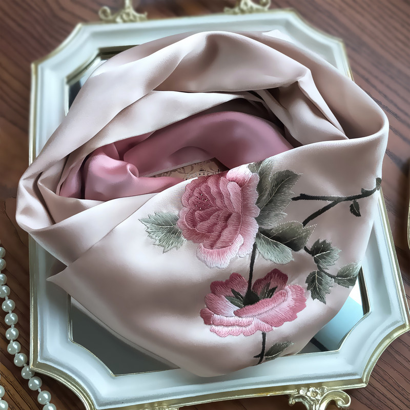 Autumn and winter peony flowers Su embroidery genuine silk scarf embroidery mulberry silk scarves double face Hangzhou Silk Little shawl mother's section