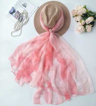 2021 summer new pink silk scarf thin sunscreen silk scarf shawl 100% mulberry silk scarf enlarged
