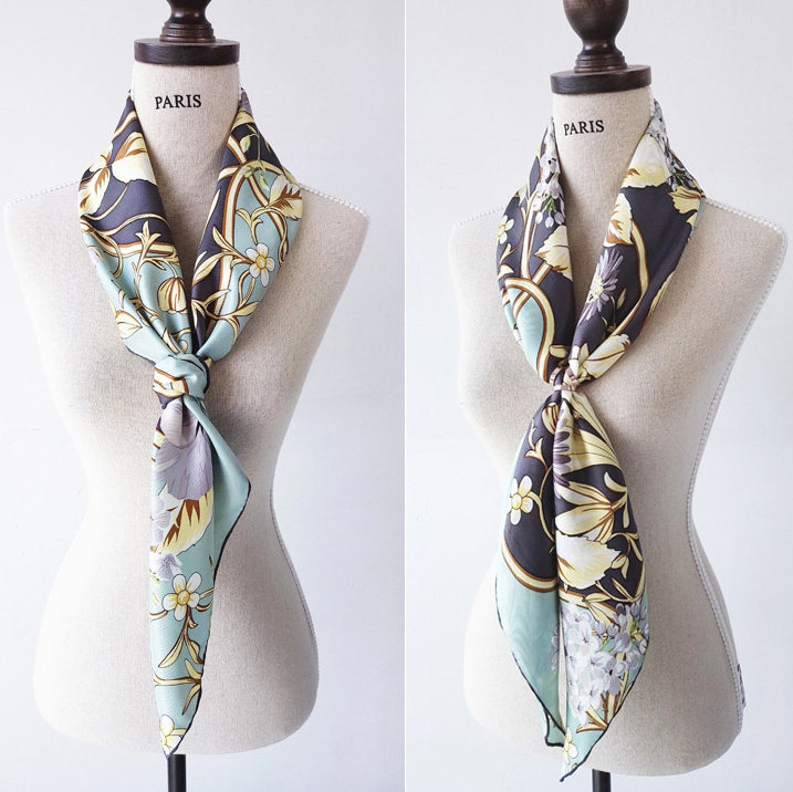 European and American high-end heavy pound real silk scarves with big scarves 100% mulberry silk scarves 90cm Hangzhou silk shawl female