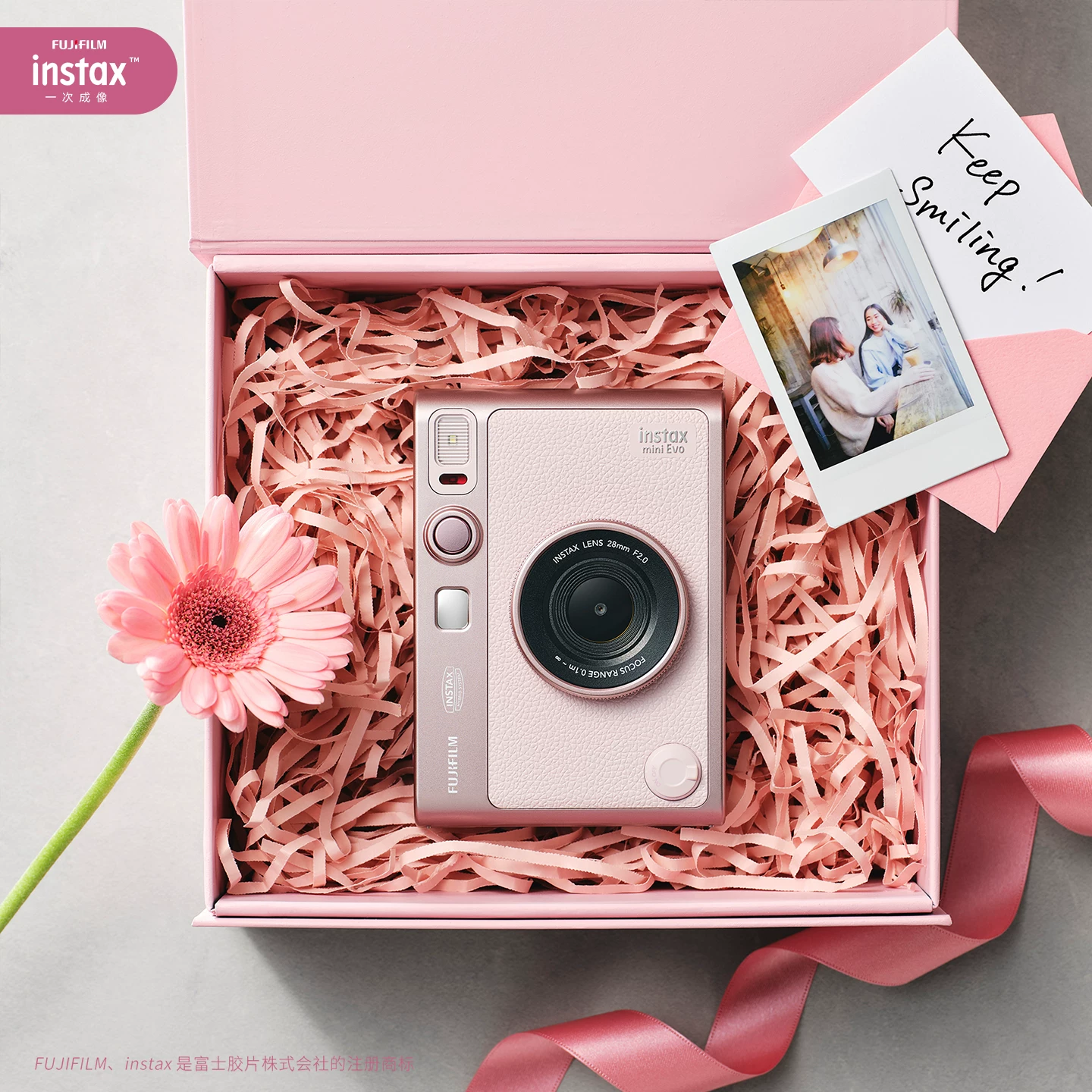 [520 Подарок] Фотоаппарат Fuji mini Evo Polaroid нежная роза Подарочная коробка One-shot цифровой аналог