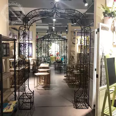 American country retro wrought iron arch flower stand Garden courtyard villa Outdoor green plant climbing pergola Gardening groceries