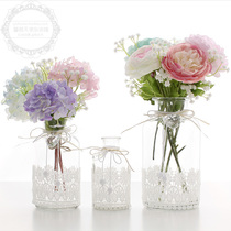 A variety of styles of glass small vases flower arrangements hydroponic flower arrangements restaurants bedrooms toilets floral art special clearance