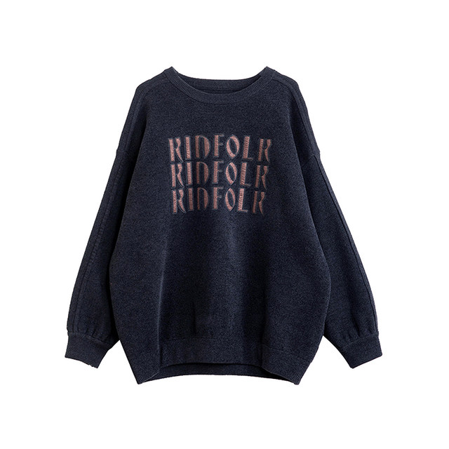 Boucherie round neck letter long-sleeved top sweater women's loose casual pullover sweater 2024 ພາກຮຽນ spring ແລະດູໃບໄມ້ລົ່ນຮູບແບບໃຫມ່