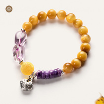 Meaduven Genesis Yellow tiger Eye Purple Dragon Crystal Honey Wax Silver Accessories of Ruyi Jewelry Bracelet Womens Hand Strings Original Design