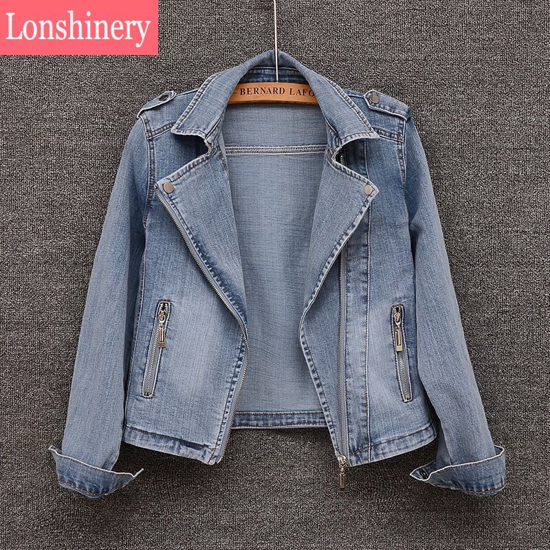 Trendy Suit Collar Denim Jacket for Women 2026 Spring and Autumn New Women's Motorcycle Jacket Korean Style Versatile Outerwear Thin