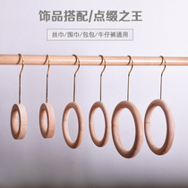 Vêtements Shop S Hook Beech Wood Log Ring Rings Rings Multifunction Solid Wood Hook Cirque Scarlet Scarves Tie Hanger