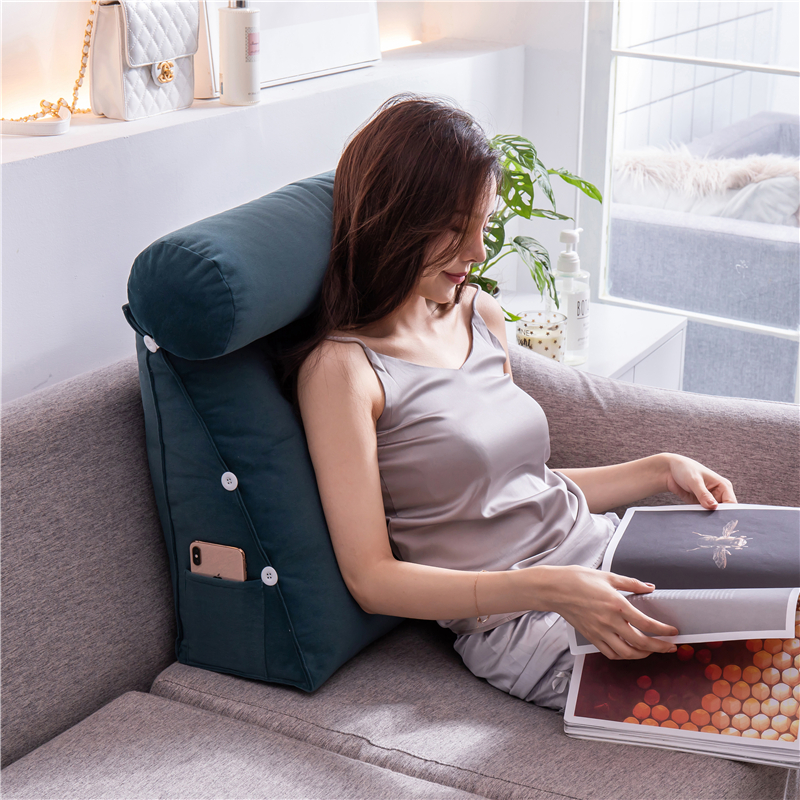 Pillow with headrest bedside cushion triangle pillow sofa large backrest office bay window lumbar pillow lumbar support removable and washable - Taobao