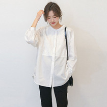 Pregnant woman Spring loaded blouses Long sleeves loose Han version Fashion style Career White Shirt Foreign Air 100 lap pure cotton beating undershirt