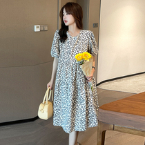 Pregnant woman Liandress Summer medium long style Loose Big Code Cover Tummy Fashion Foreign Gas Small Clear New Broken Flowers Skirt Summer