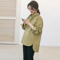 Pregnant Woman Shirt Spring Autumn Style Long Sleeve Blouse Blouse Shorts Fashion Pure Color Minimalist Turnover Career Commuter Wind Lining