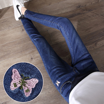 Pregnant womens pants autumn wear fashion jeans small foot pencil pants plus large sweaters spring and autumn
