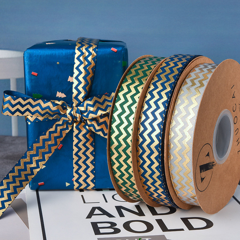 High quality bronzed silk with festive gift box Gift packaging color with webbing fabric Canvas Belt flowers decorated satin with wave