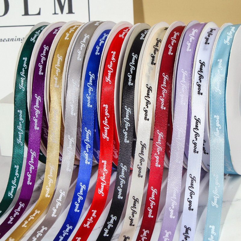 English Inprint Silk with cake Flowers Packaging Strap Birthday Gift party Decorative Satin Ribbon Bouquet Ribbon Bouquet Ribbon