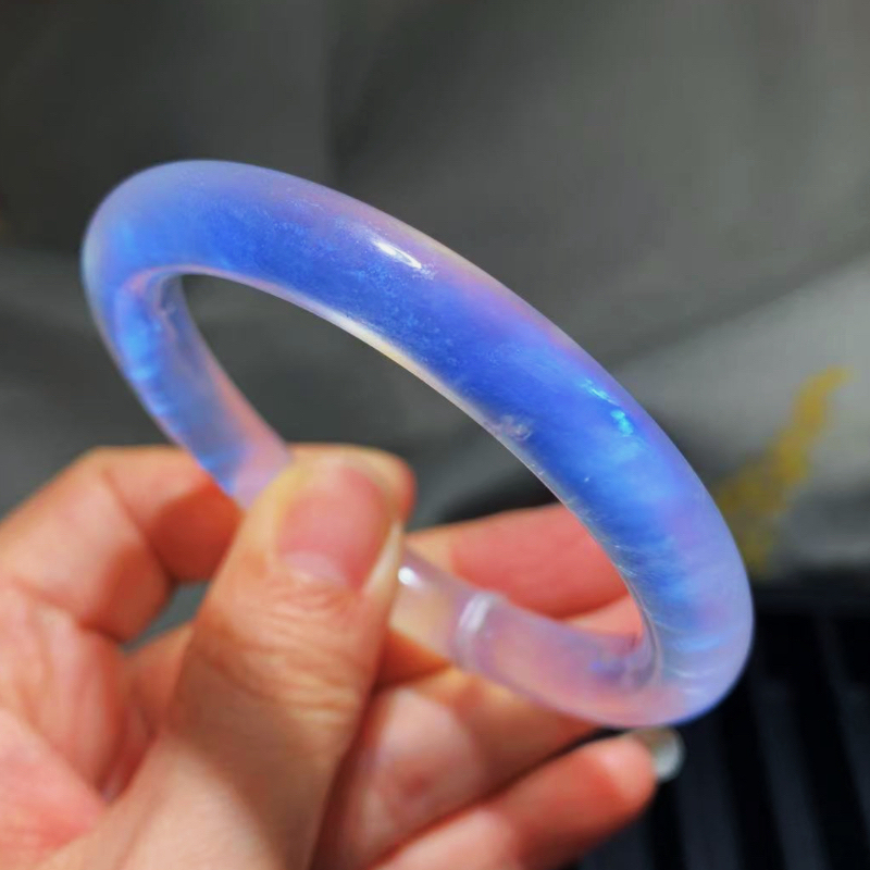 Natural Blue Moonstone Bracelet, Moonstone with Sunlight and Moonlight Shining Together, Ice-Clear Rainbow Sunlight, Indian Brazil Macau Cream Bracelet