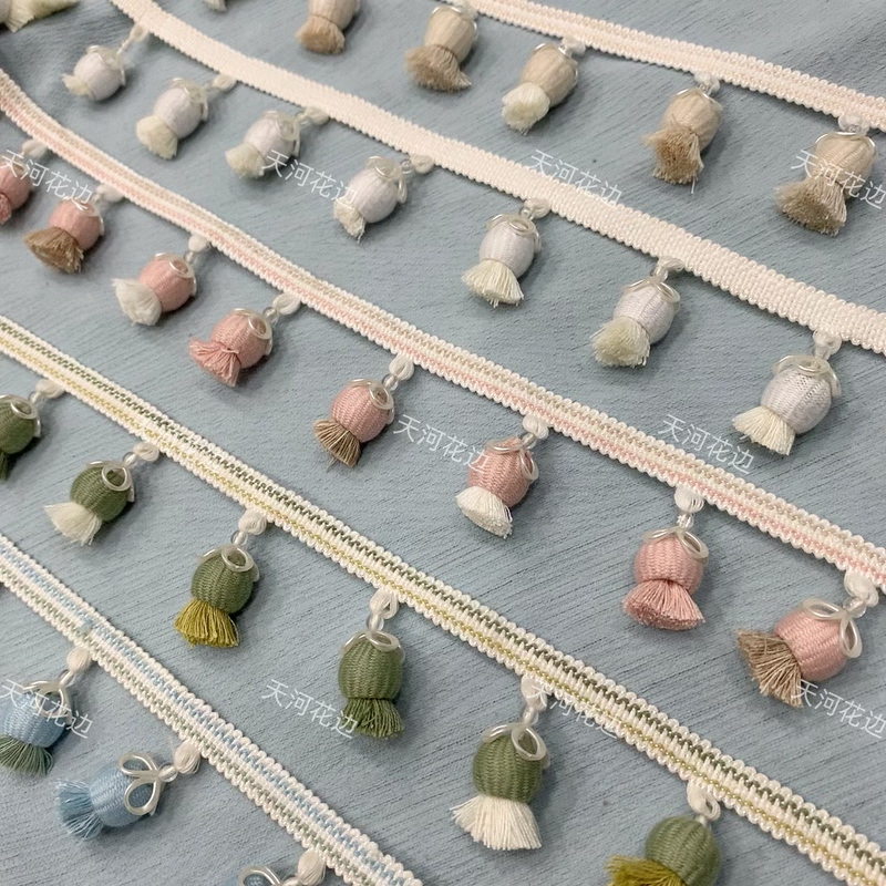 Tianhe Lace New French-Style Curtain Lace Tassel Hanging Ball Wooden Beads Home Textile Accessories Lace Crafts Tianhe Lace New French-Style Curtain Lace Tassel Hanging Ball Wooden Beads Home Textile Accessories Lace Crafts