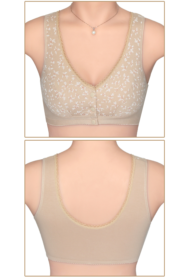 Mẹ đồ lót bra nữ cotton cũ người đàn ông trung niên không có vòng thép phía trước khóa trung niên kích thước lớn vest phong cách phổ quát quần lọt khe