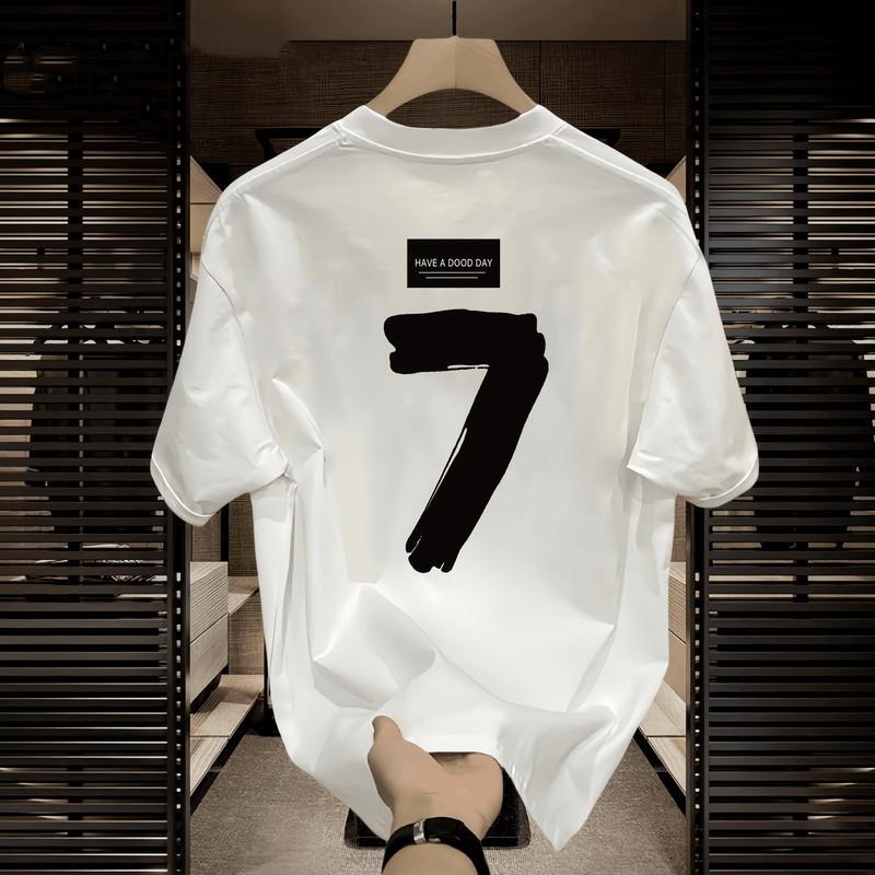 Kangshi Yishu Trendy Brand 2026 Summer White Crew Neck Short-Sleeve T-Shirt for Men, Pure Cotton Printed Couple Style Heavyweight Top Kangshi Yishu Trendy Brand 2026 Summer White Crew Neck Short-Sleeve T-Shirt for Men, Pure Cotton Printed Couple Style Heavyweight Top