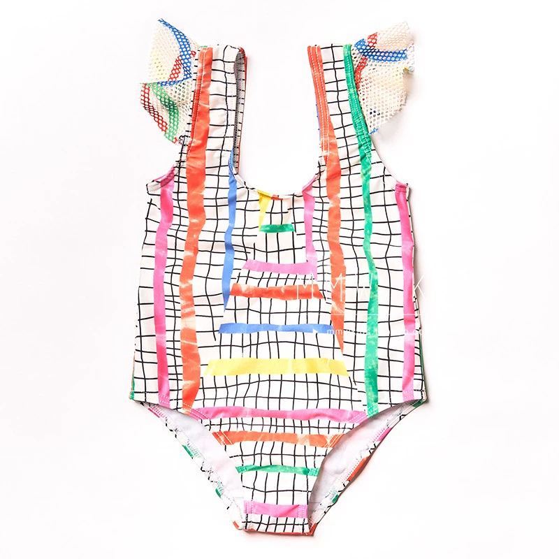 MMW KIDS Noe Zoe 20 Spring / Summer New Girls Olympic Màu tương phản Áo tắm Chống tia UV SPF50 - Đồ bơi trẻ em