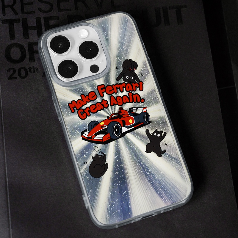  F1 Ferrari Cat-Style Iron Buddha Temple Double-Layer Laser Phone Case Formula Racing Car