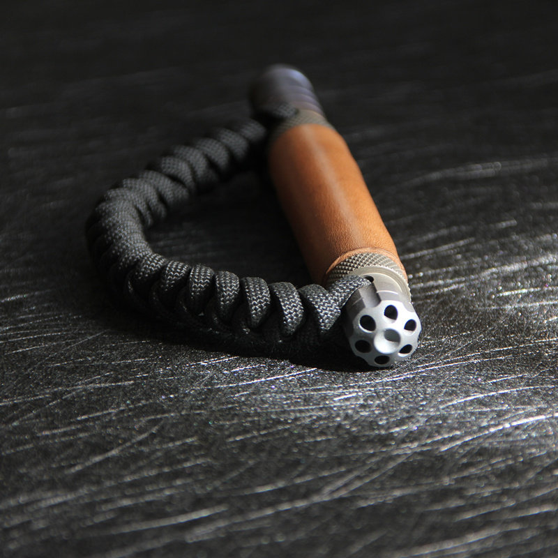 Titanium Alloy Tactical Cool Stick Craftsmanship K Stick Rope Tactical Pen Burn Blue Craft Bull Leather Retro Art EDC