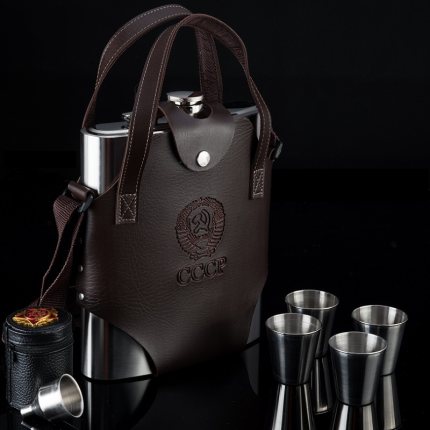 High-end Russian imports 304 stainless steel wine pot 5 catty large capacity carry-on with flat wine bottle