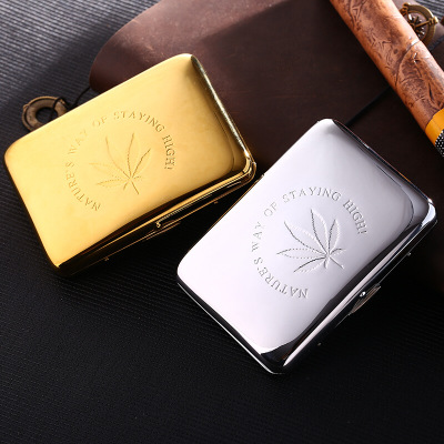 High-end pure copper tobacco box for men and women Flip Metal Ultra Slim 16 Cigarette Box Individuality Fashion Anti-Pressure Tobacco Box