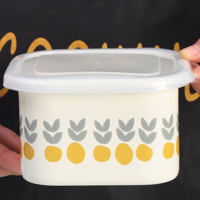 Oulijia Enamel Enamel Fresh Box Enamel Fresh Container Fresh utensils Vintage Retro Enamel Fresh Fresh