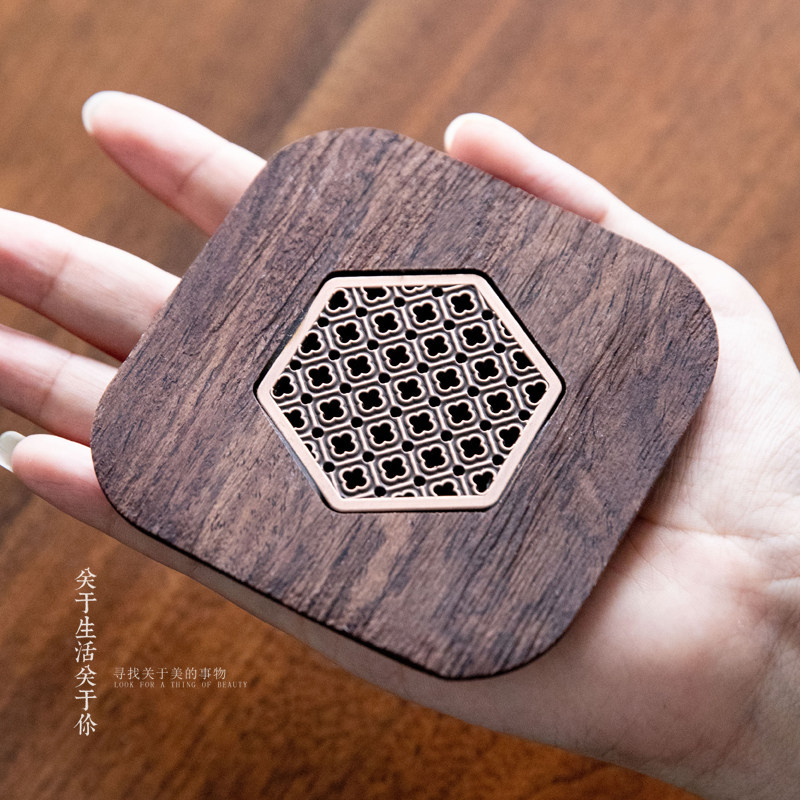 Ebony solid wood tea mat coaster tea coaster tea ceremony kung fu tea cup holder saucer creative Japanese tea set accessories heat insulation