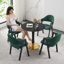 Rock slab negotiation table reception table and chair combination villa high-end reception small round table one table four chairs light luxury dining table combination