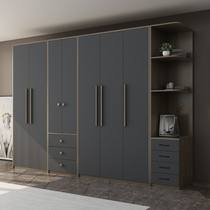 Nordic modern simple small apartment solid wooden wardrobe easy storage bedroom cabinet assembly large wardrobe combination home