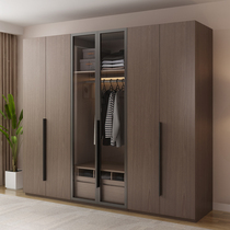 Nordic small apartment wardrobe economy four-door home bedroom wooden cabinet wardrobe swing door modern and simple